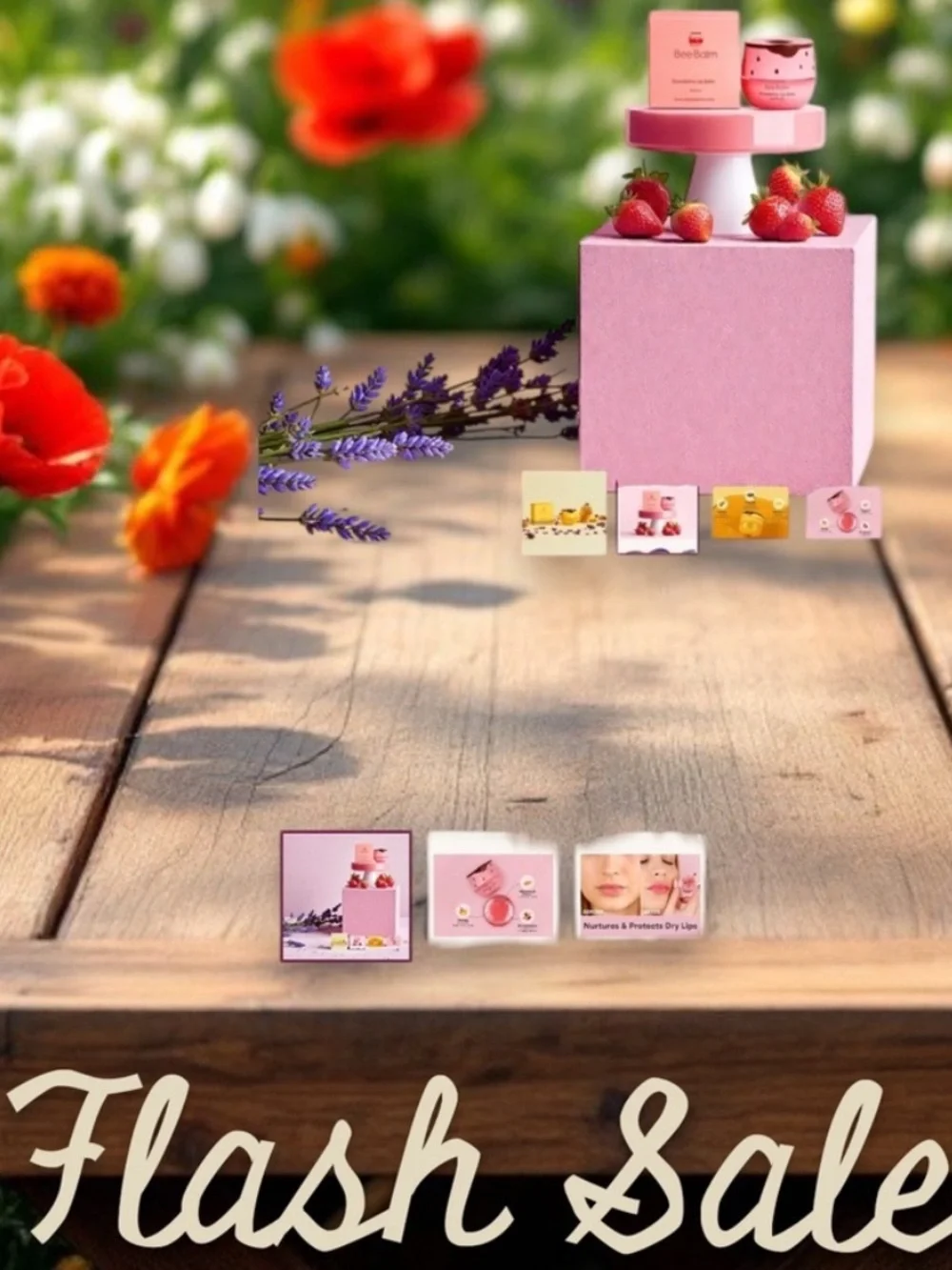 Bee Balm Strawberry Lip Balm Pink Honey Vitamin E Moisturizing Treatment